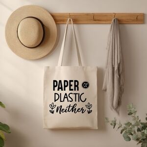 Custom Natural Canvas Tote Paper Or Plastic Neither